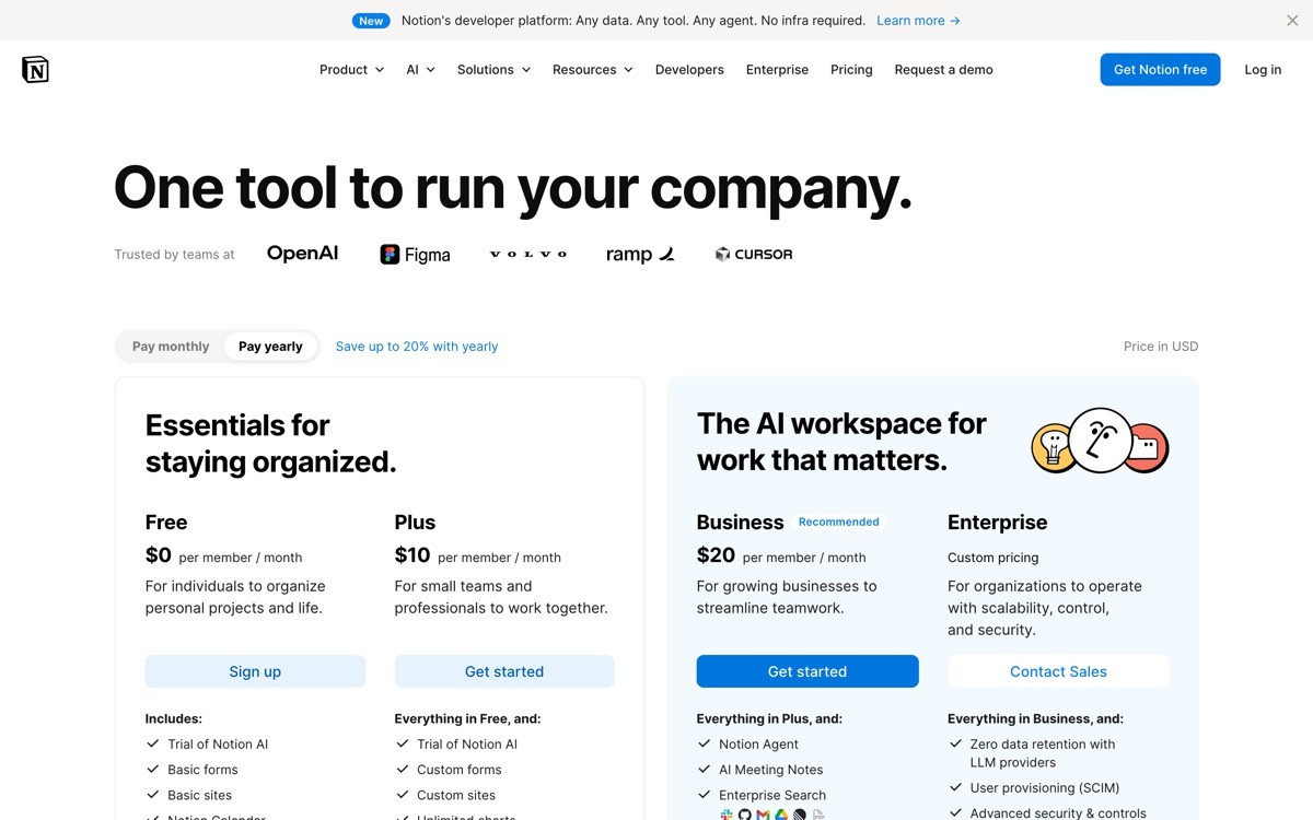 Best SaaS Pricing Page Examples with Notion