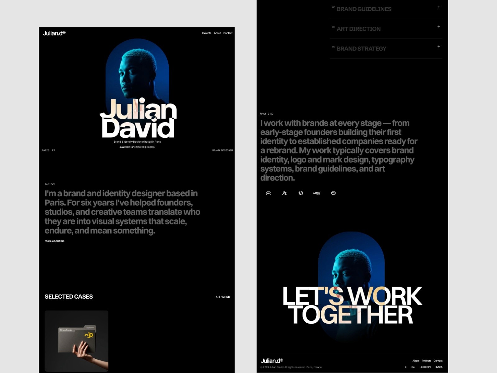 Juliand — 黑白极简专业作品集网站设计灵感
