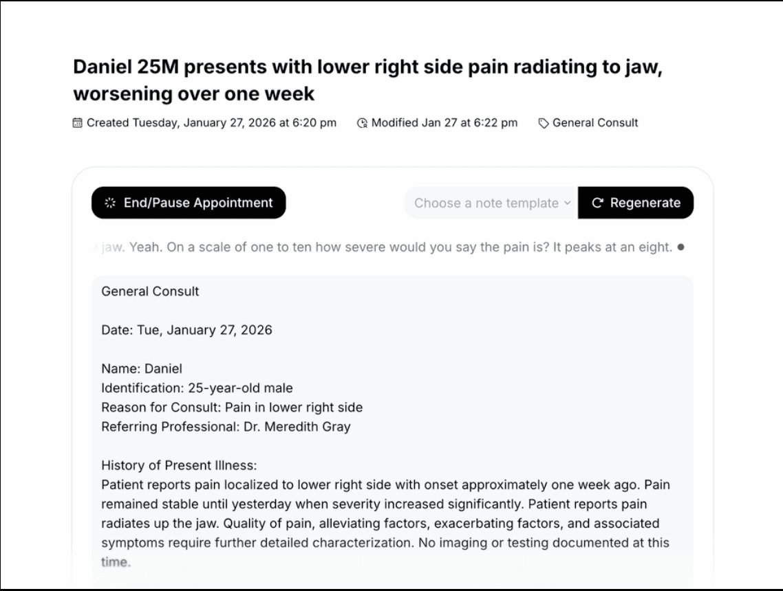 Rebrief.ai Real-time Appointment Notes