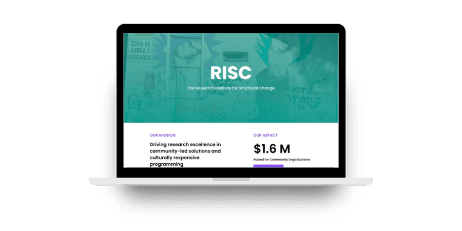 RISC website homepage displayed on a laptop screen.