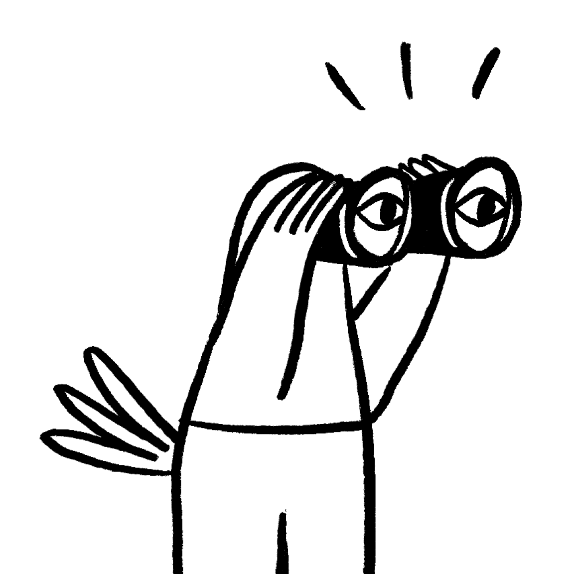 Illustratie van Jimmy met een verrekijker