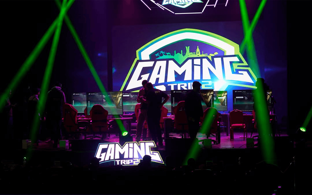 male wearing a VR with a blue background