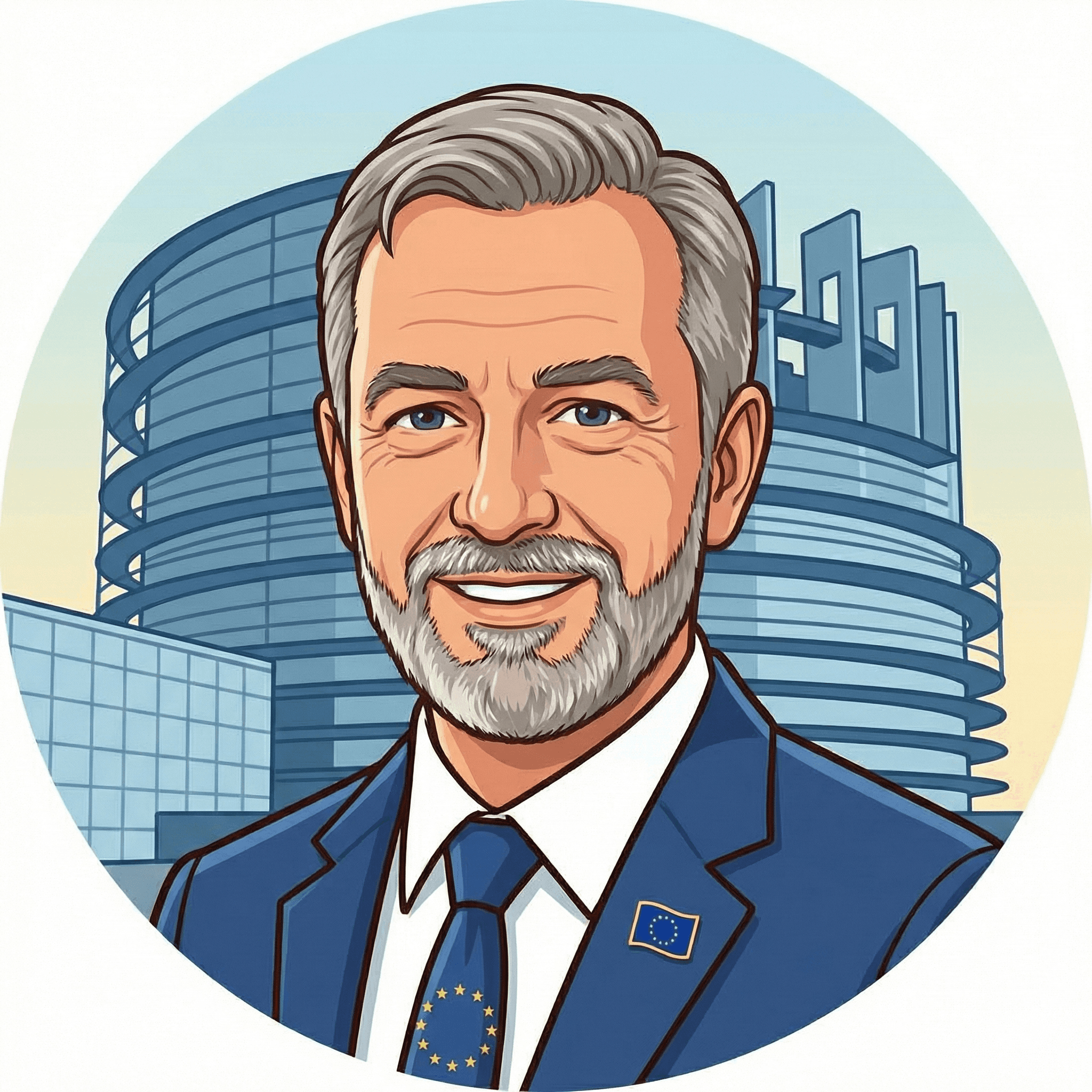 A person with short, curly blond hair wears a bright orange turtleneck sweater. The background is plain, creating a calm and focused portrait look.