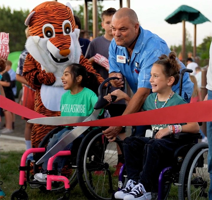 Playground ribbon cutting ceremony at Sawtooth Elementary School. [half left]
