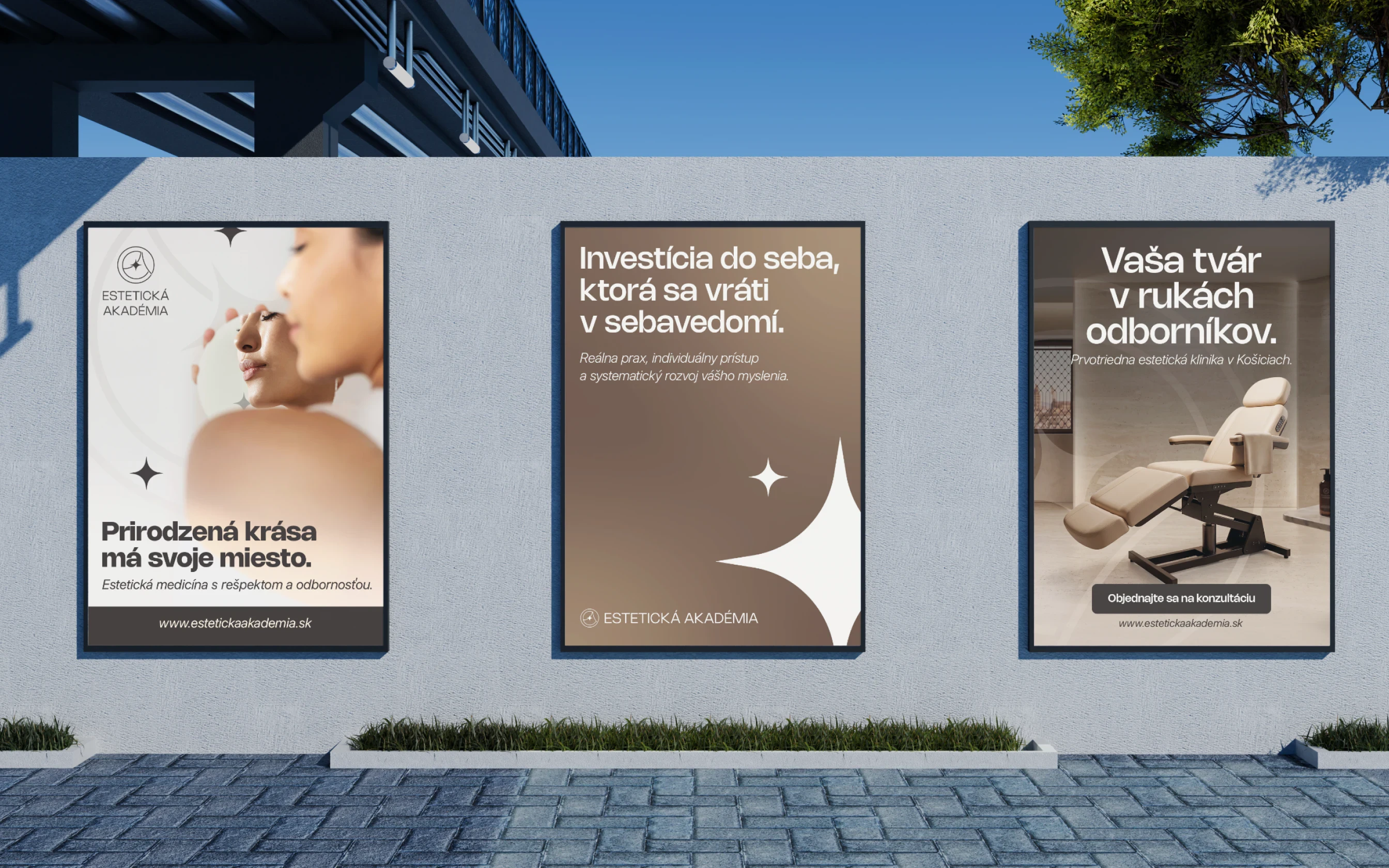 Estetická Akadémia poster advertisements mockup.