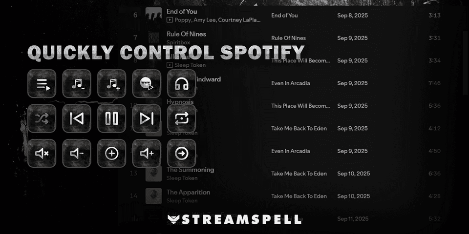 The Metal theme combines dark wave artwork with a Spotify-focused control layout — official product preview