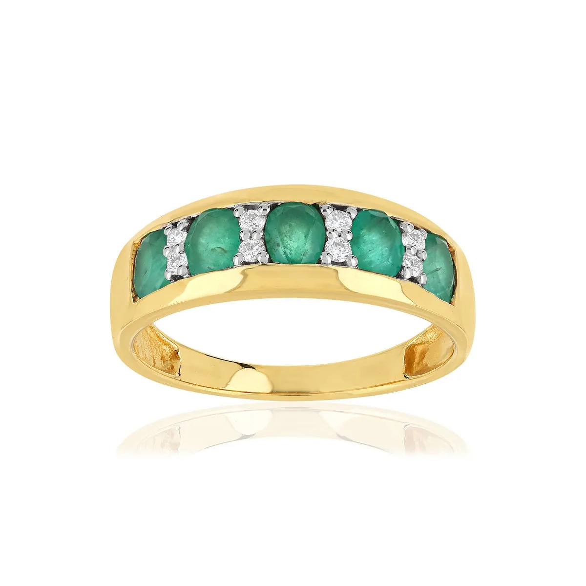 Bague en deux ors 750 sertie de diamants et émeraudes