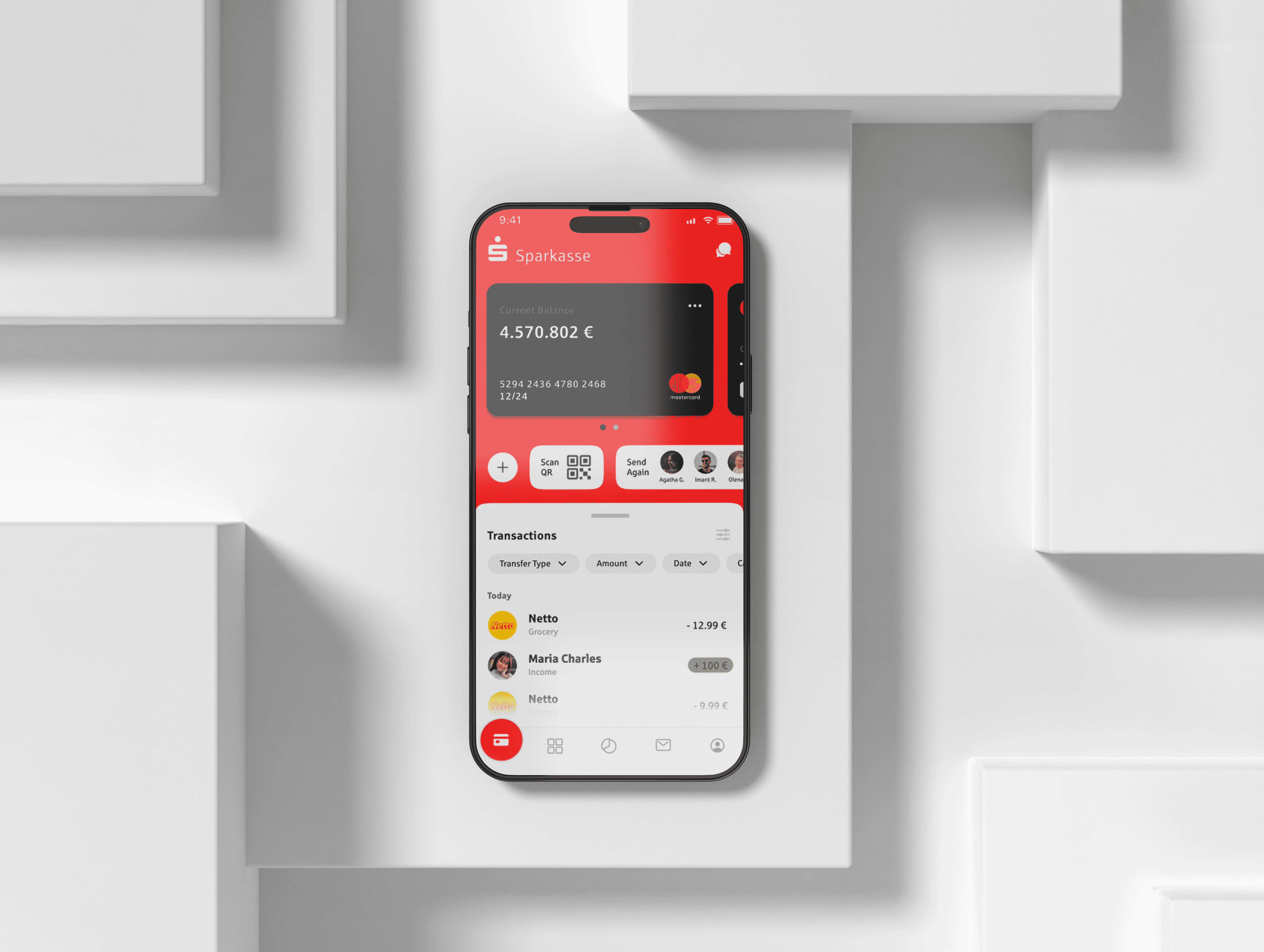 A mockup for an iPhone placed on a table for a job portal app