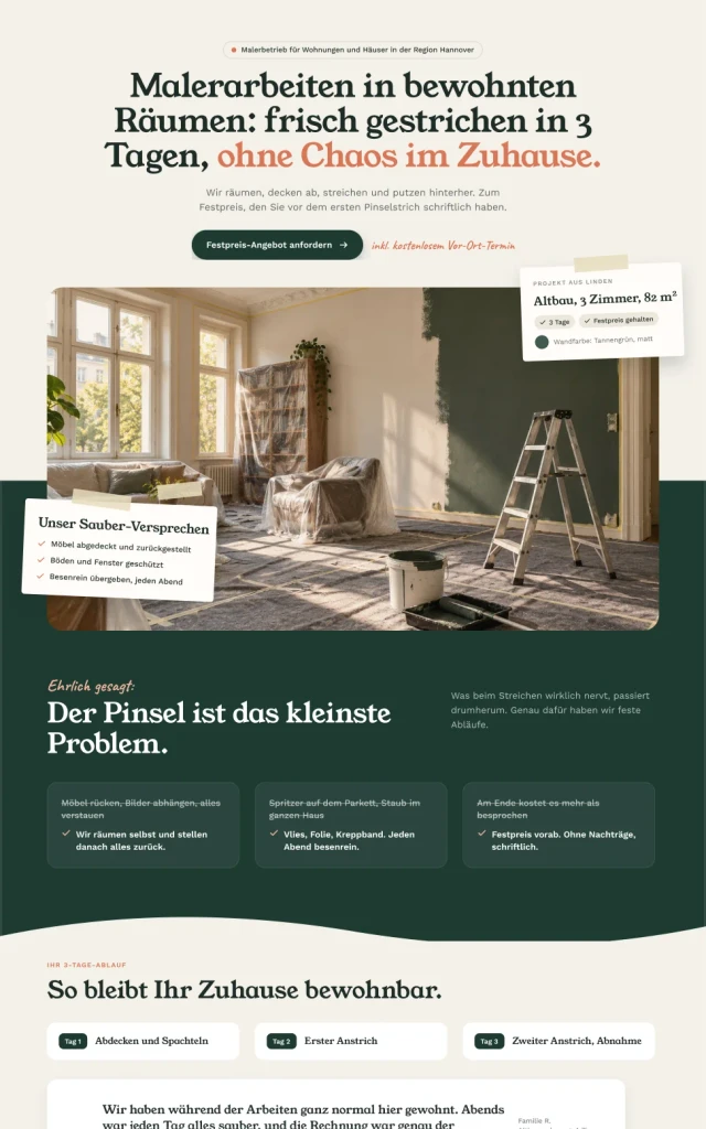 Webseiten-Design für Malerbetrieb