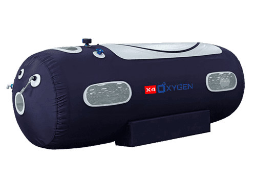 Hyperbaric oxygen therapy chamber for wellness and recovery Hyperbaric oxygen chamber with control panel and transparent door. Model S80-15 from X4Oxygen