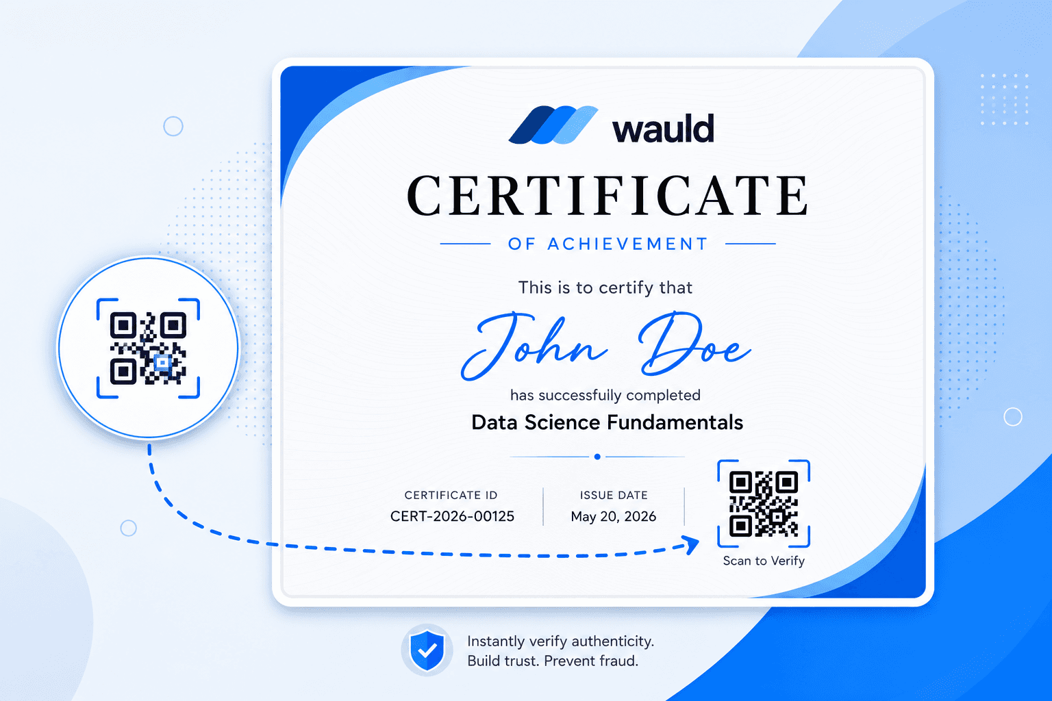 QR code on certificate