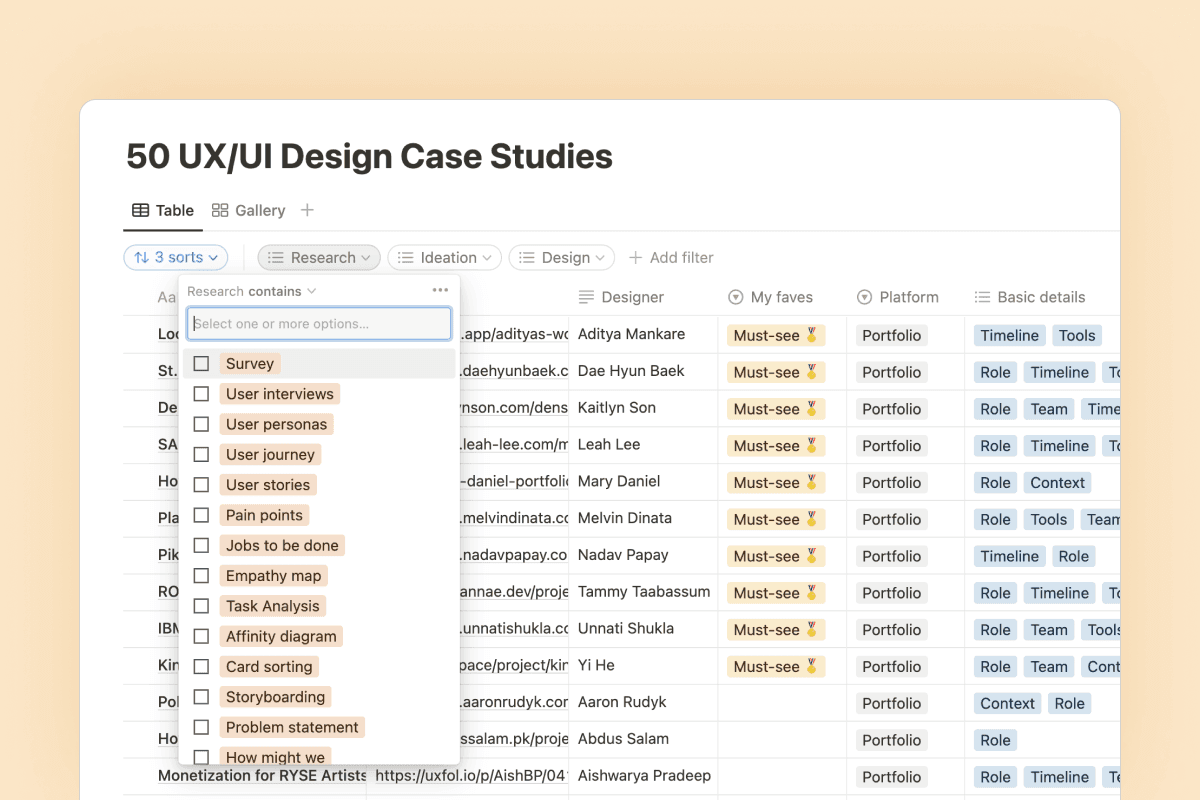 Collection of 50+ top UX/UI design case studies