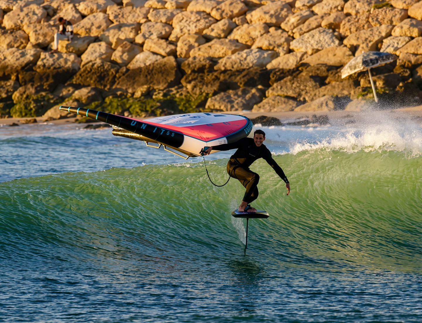 A man doing surf stunt