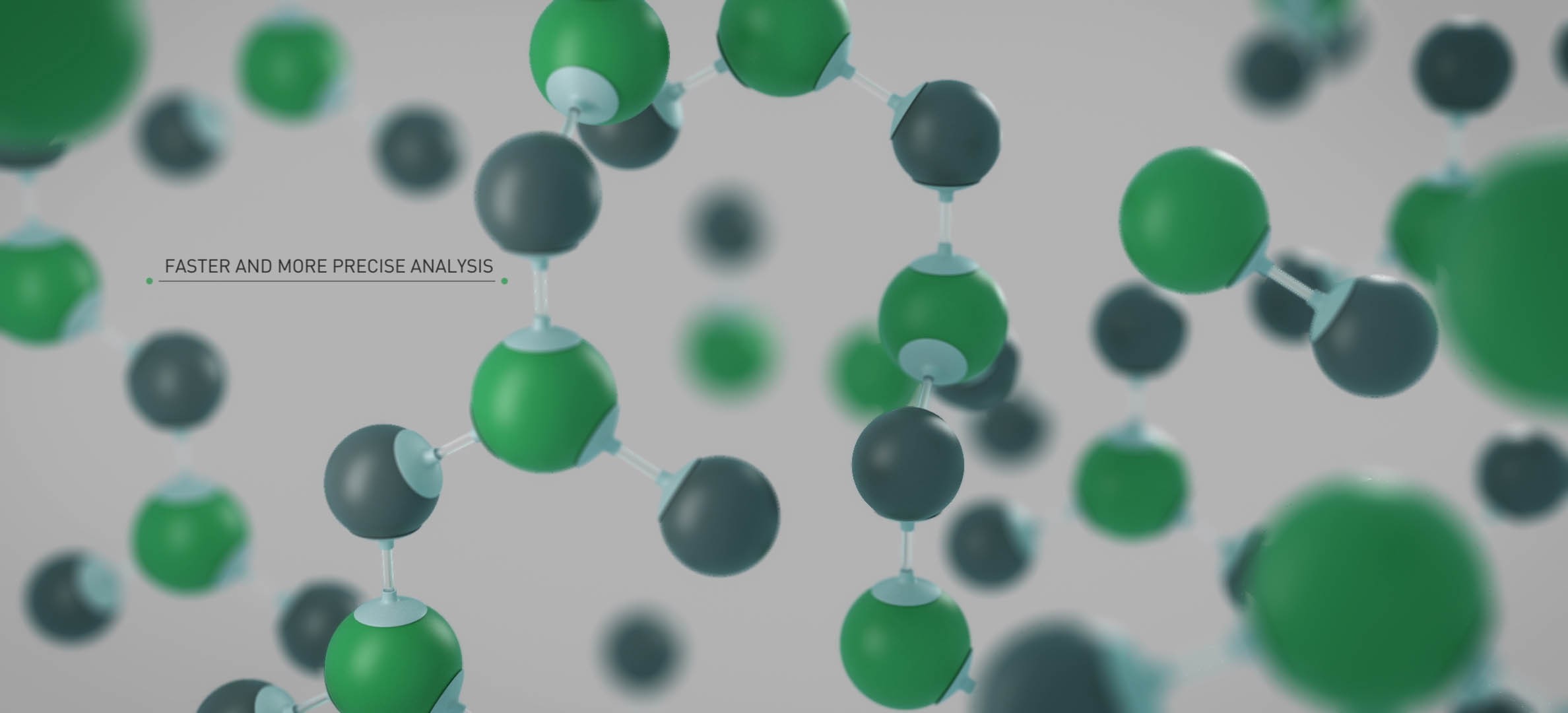 abstract green spherical shapes looking like stylized molecule units on a plain off-white background 