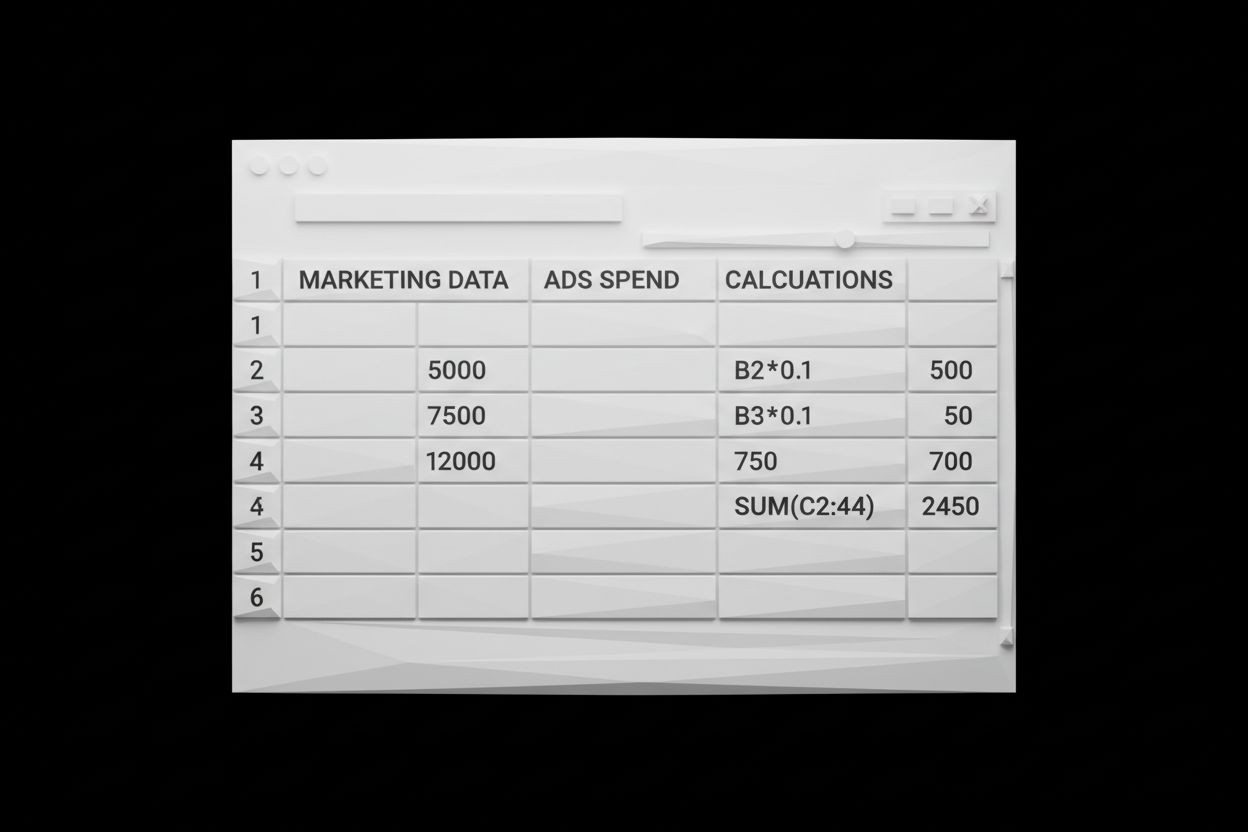 Spreadsheet showing CAC calculation