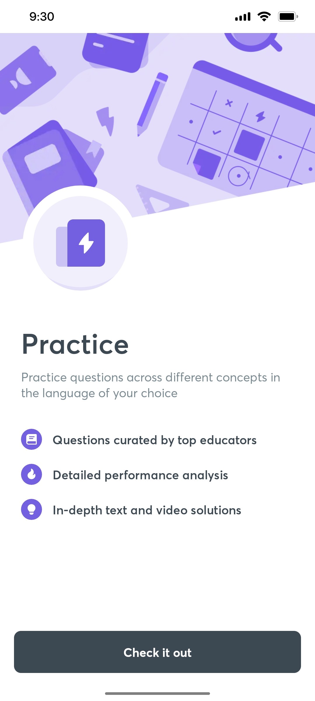 Unacademy Practice Screen