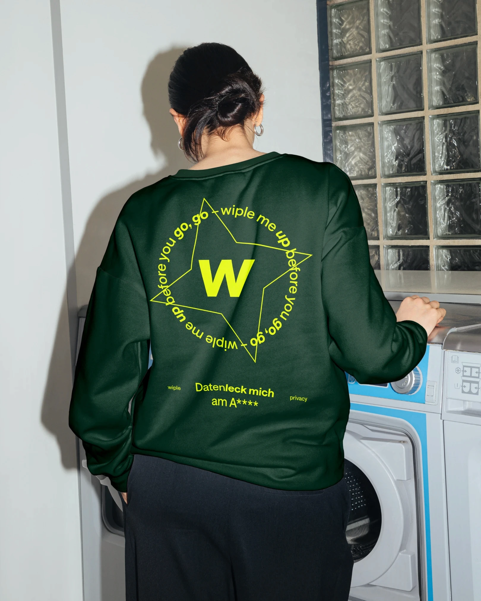 Green Crewneck with yellow graphic