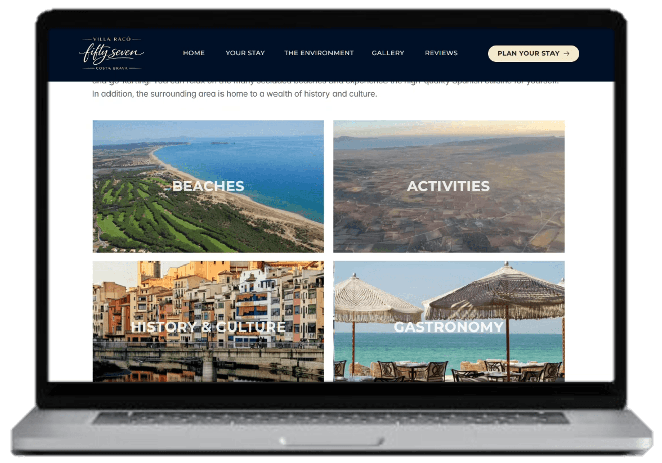 Website ontwerp voor vakantiehuis met belevingsgerichte uitstraling