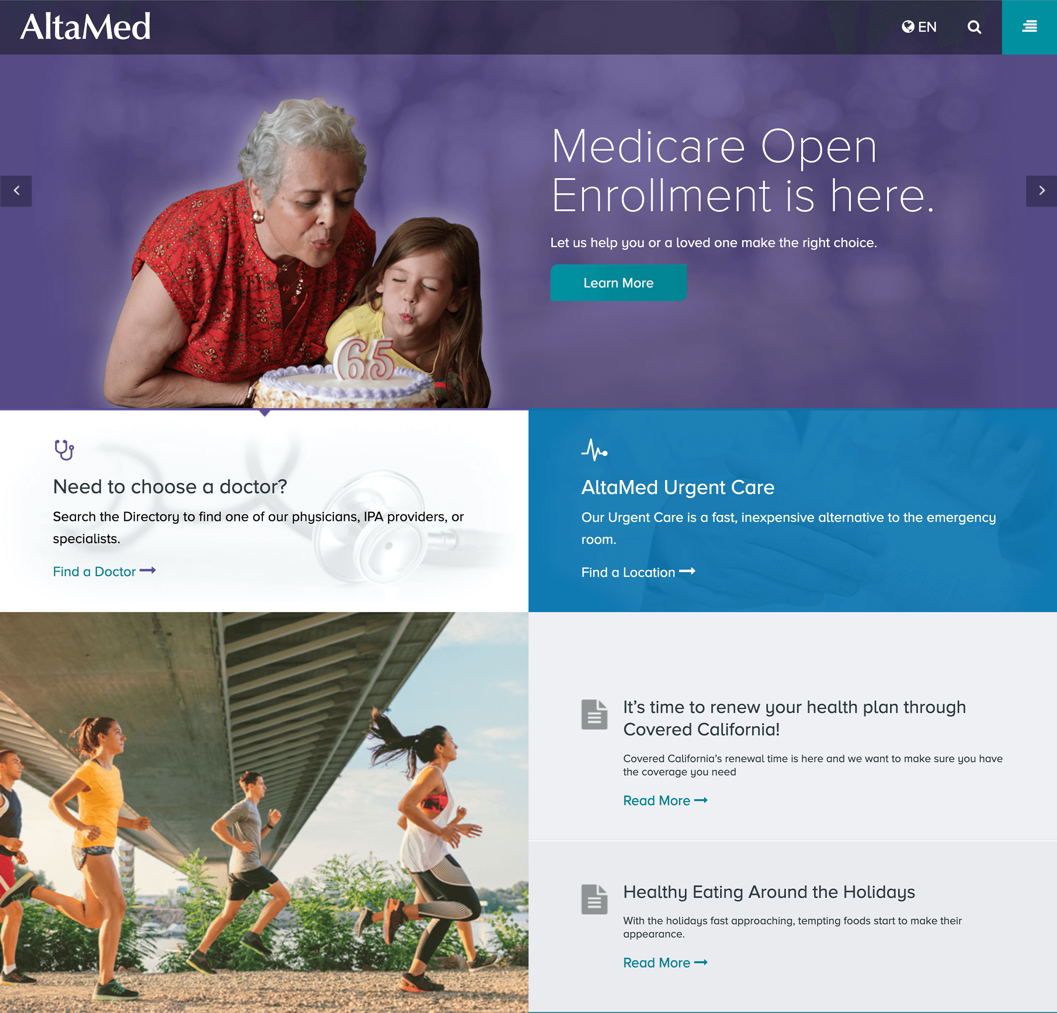 Altamed.org  desktop homepage - 2017 redesign 