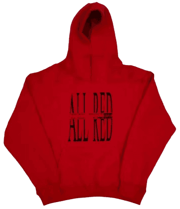 Bold “ALL RED” Text Hoodie – Carti/Opium Inspired, Red