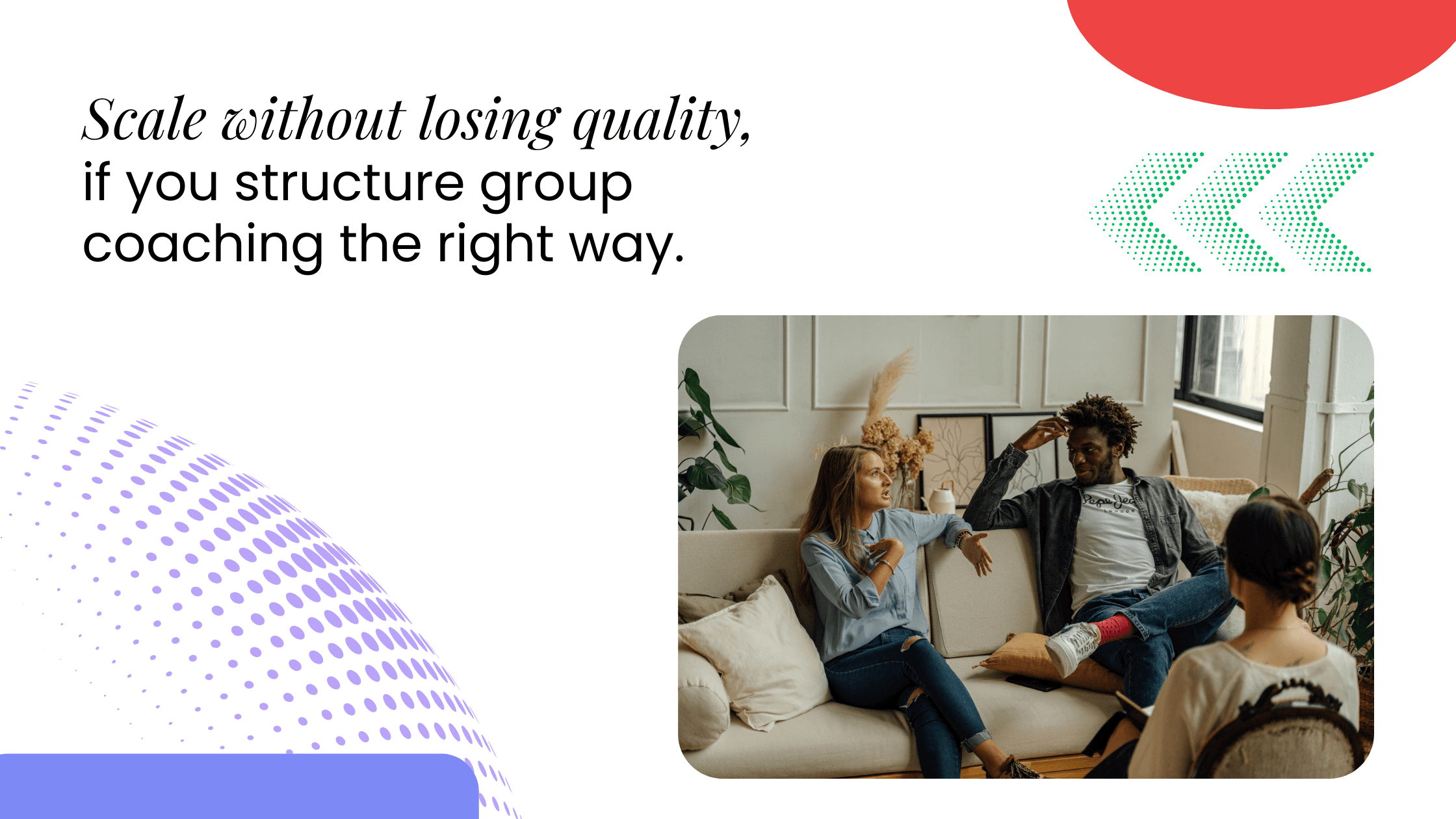 Group coaching session showing how the right structure lets coaches scale their business without losing quality or results.