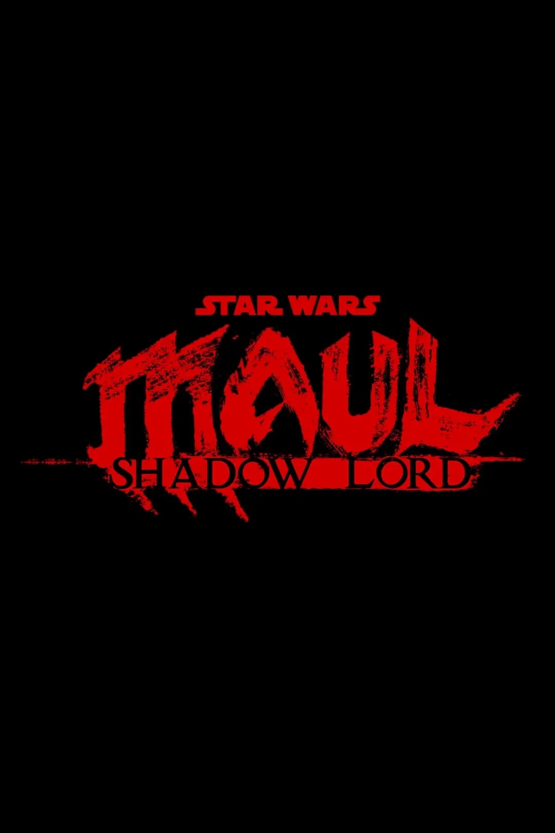 The image features the bold red text "Star Wars: Maul Shadow Lord" against a stark black background, highlighting a dark theme associated with the iconic Star Wars franchise.