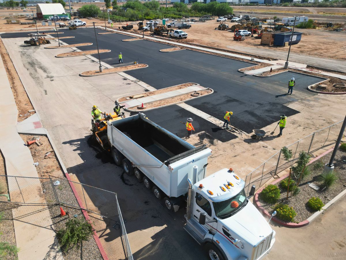 Cannon Beach parking lot near completion with final asphalt paving