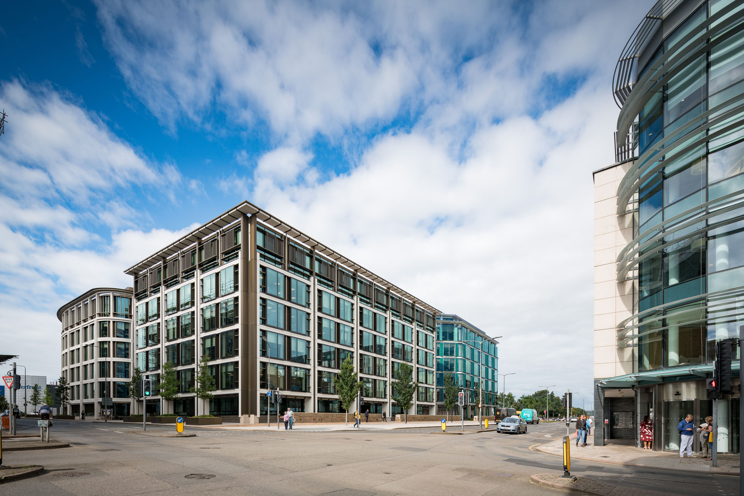 Property CGI: Architectural render of modern commercial buildings.