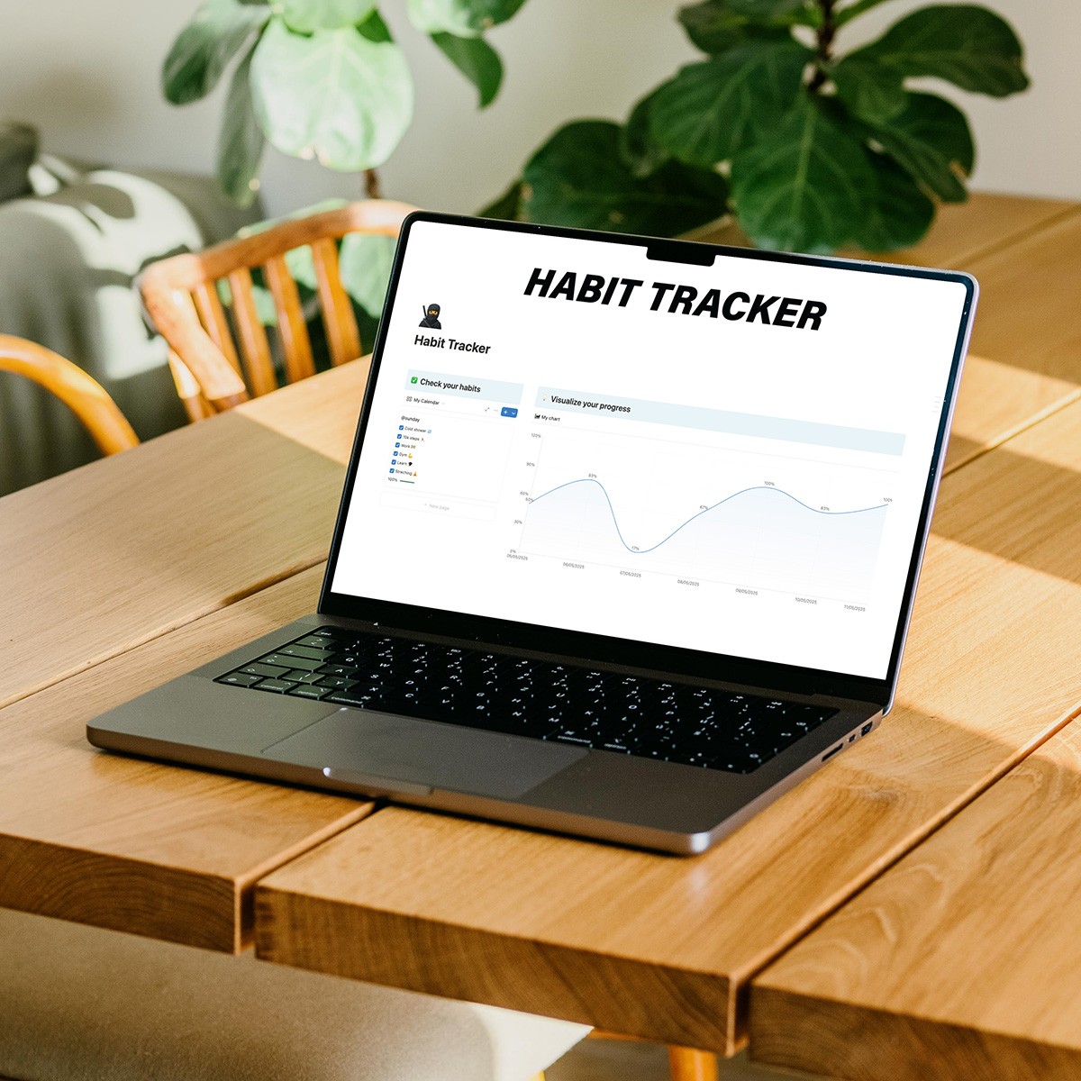Someone using the Habit Tracker to track habits