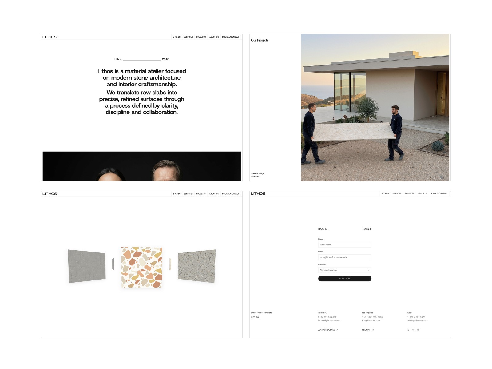 Lithos — 黑白极简专业建筑空间网站设计灵感