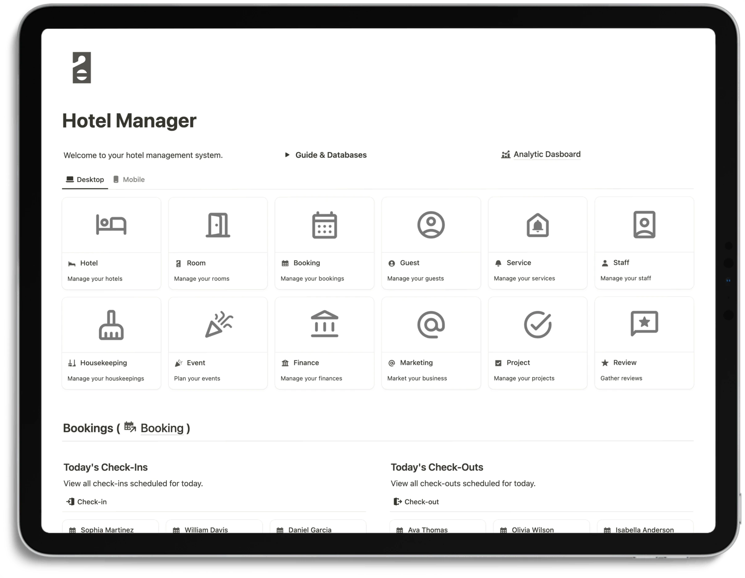 Notion Hotel Manager