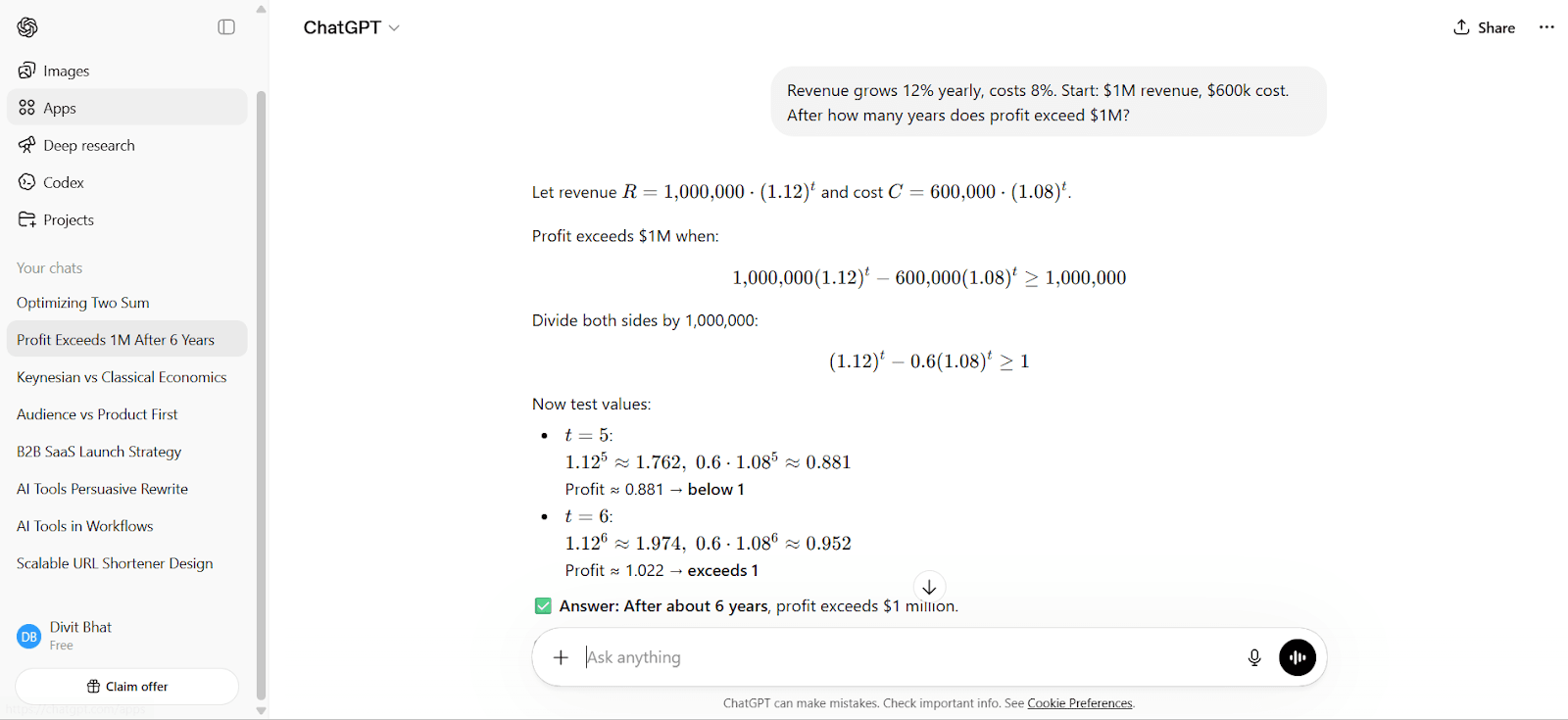 ChatGPT for Solving a multi-step financial problem