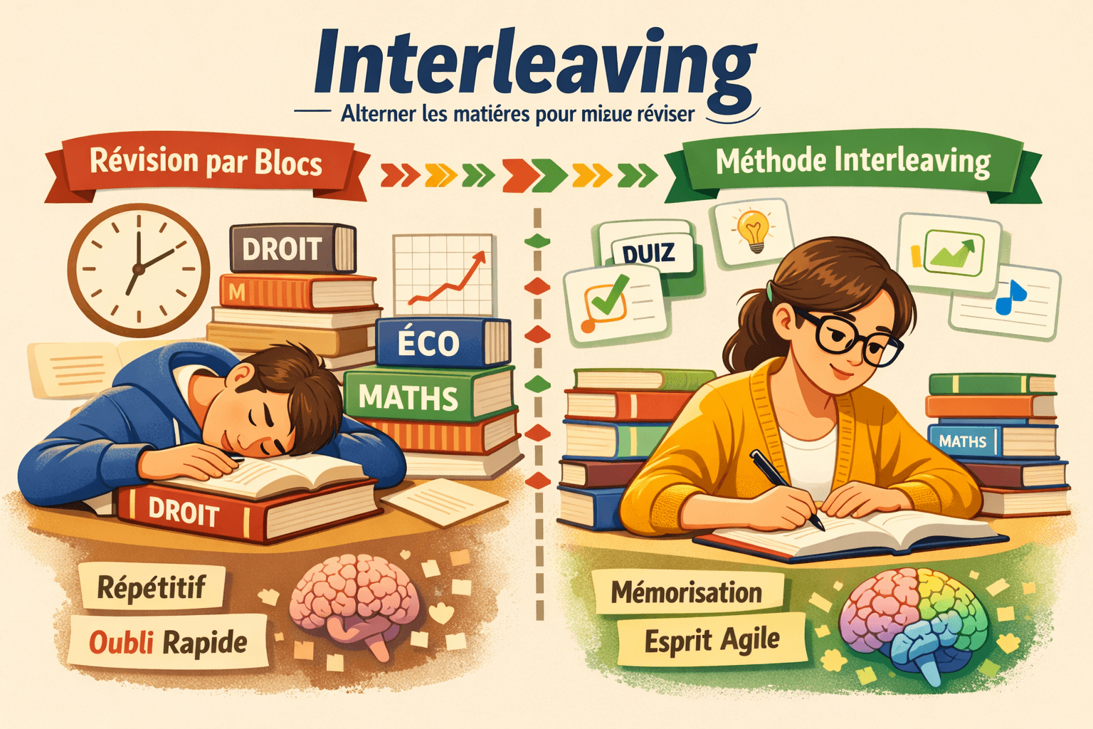 Interleaving : alterner les matières au lieu de faire des blocs