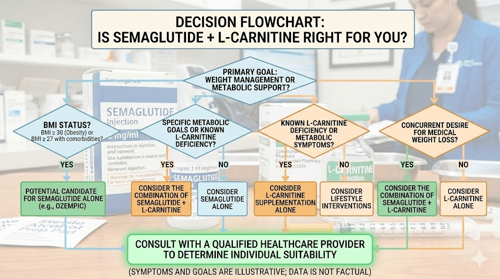 Decision guide for choosing semaglutide with L-carnitine based on individual needs