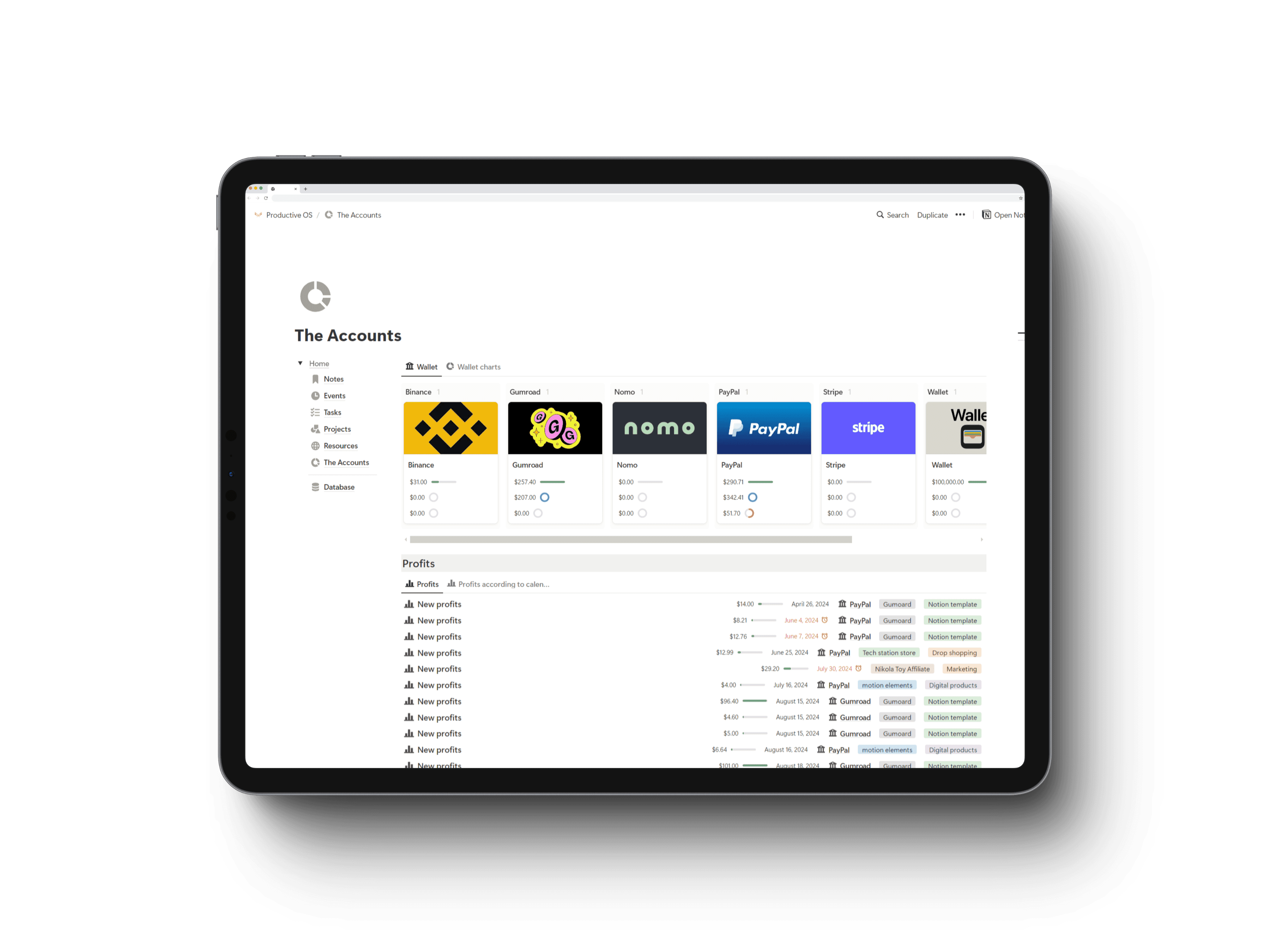 finances tracker template