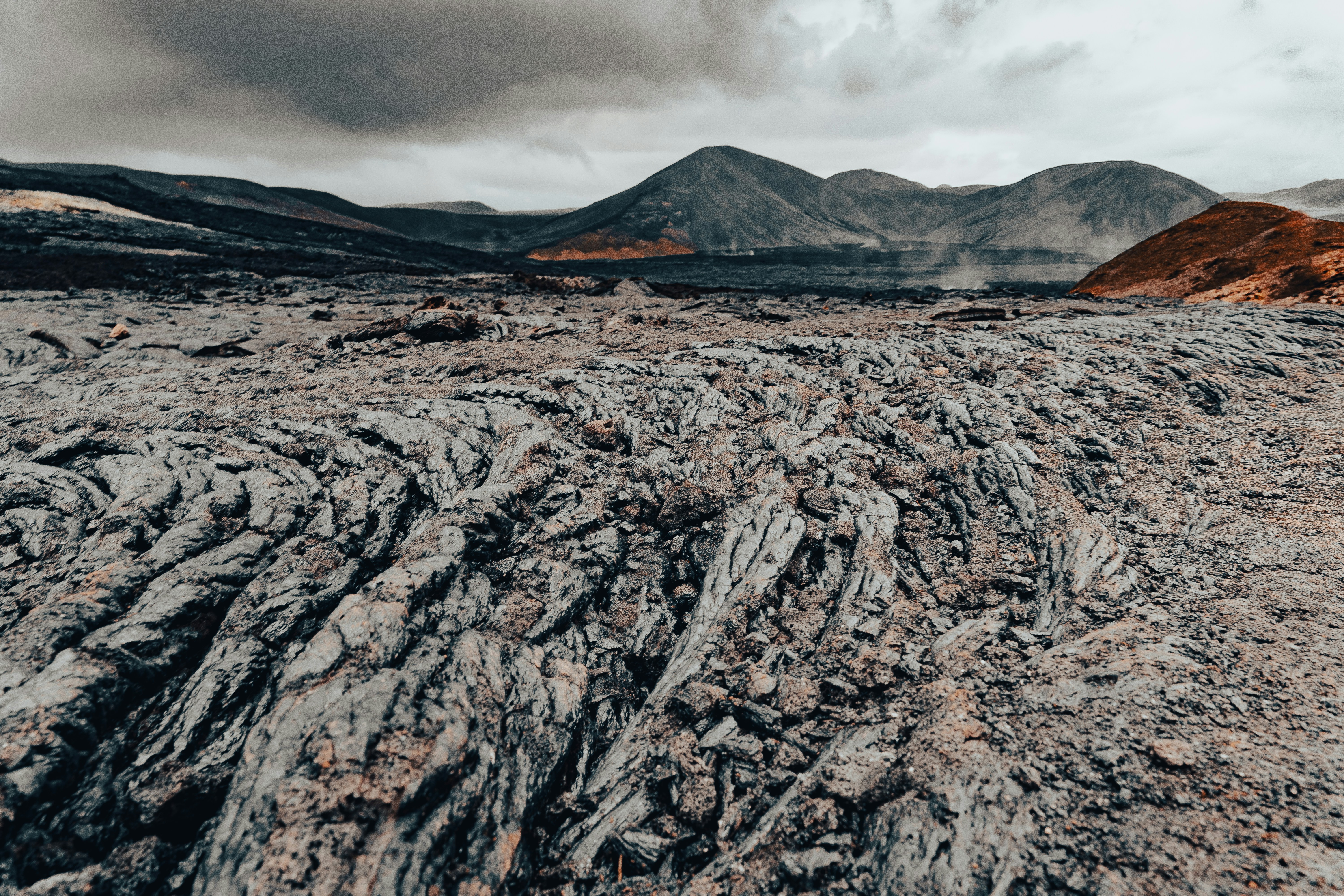 Cooled lava at Fagradalsfjall volcano in Iceland.