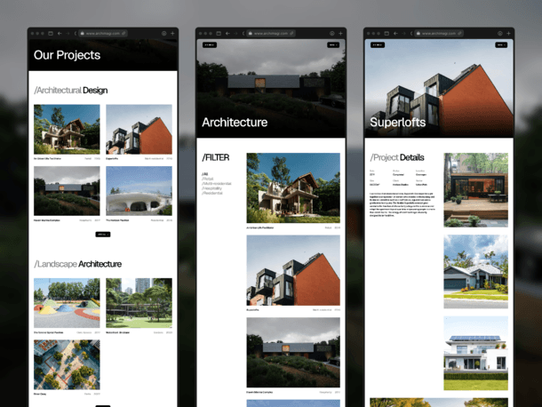 Archimagi is a sleek and modern Framer website template for architecture and interior design studios