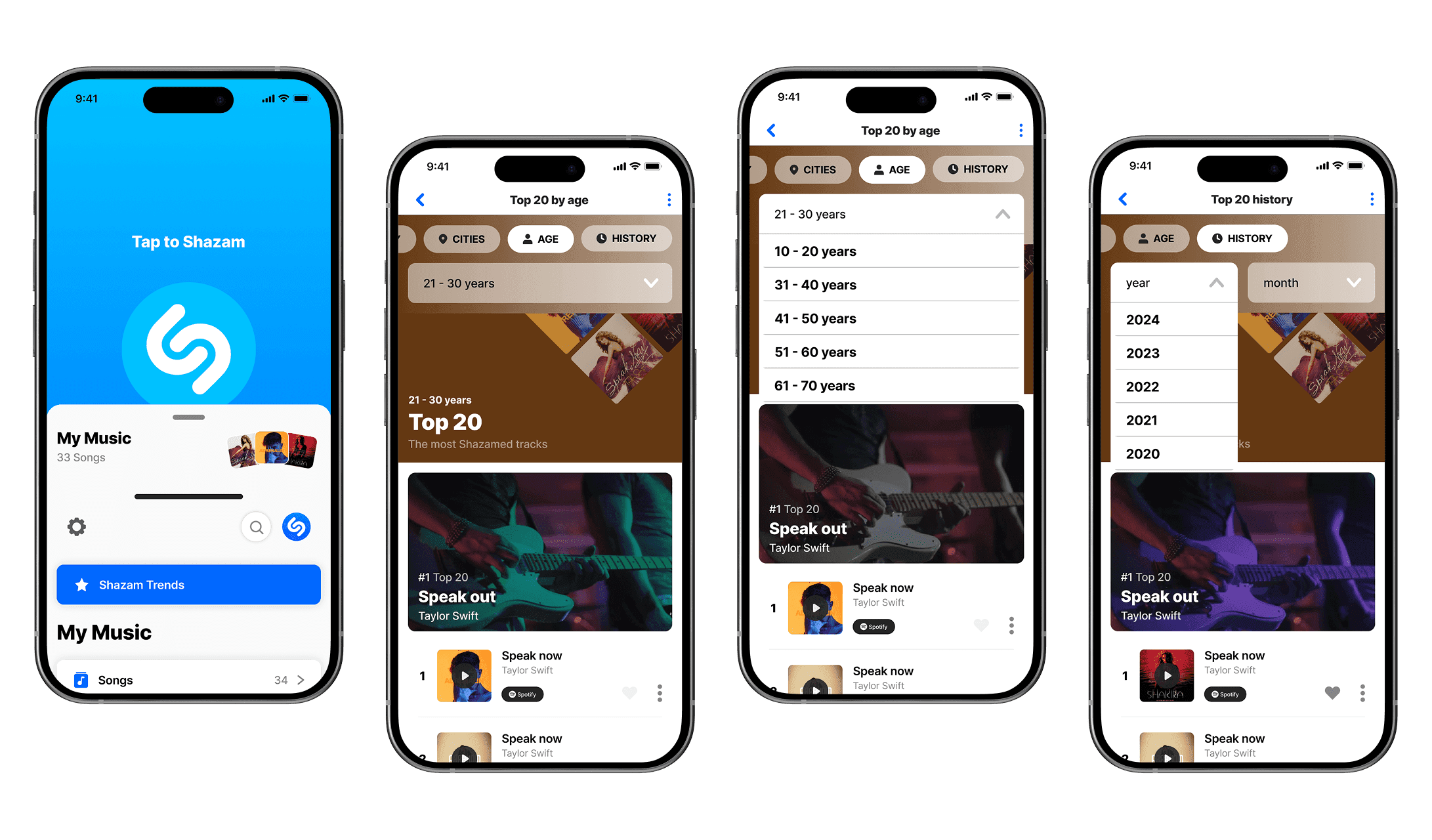Neues Design der Shazam App