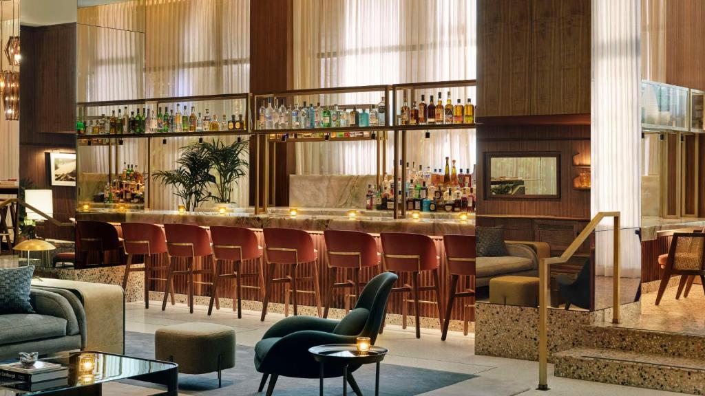 Lounge in the Thompson Hotel in Hollywood by Hyatt in Los Angeles, California