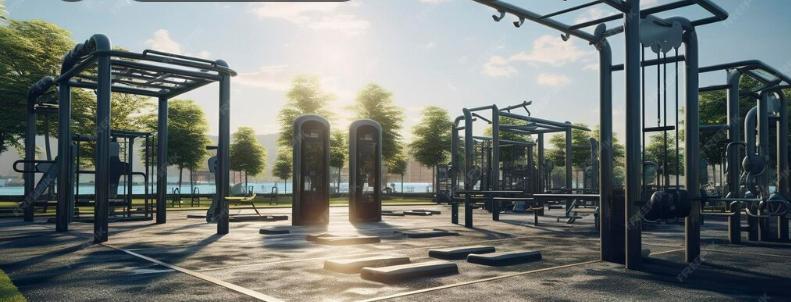 Empty modern gym in evening