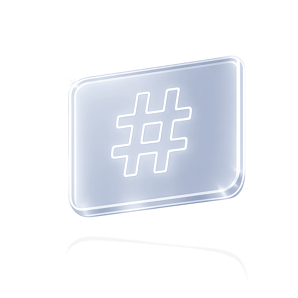 Glassmorphism stili hashtag sembolü