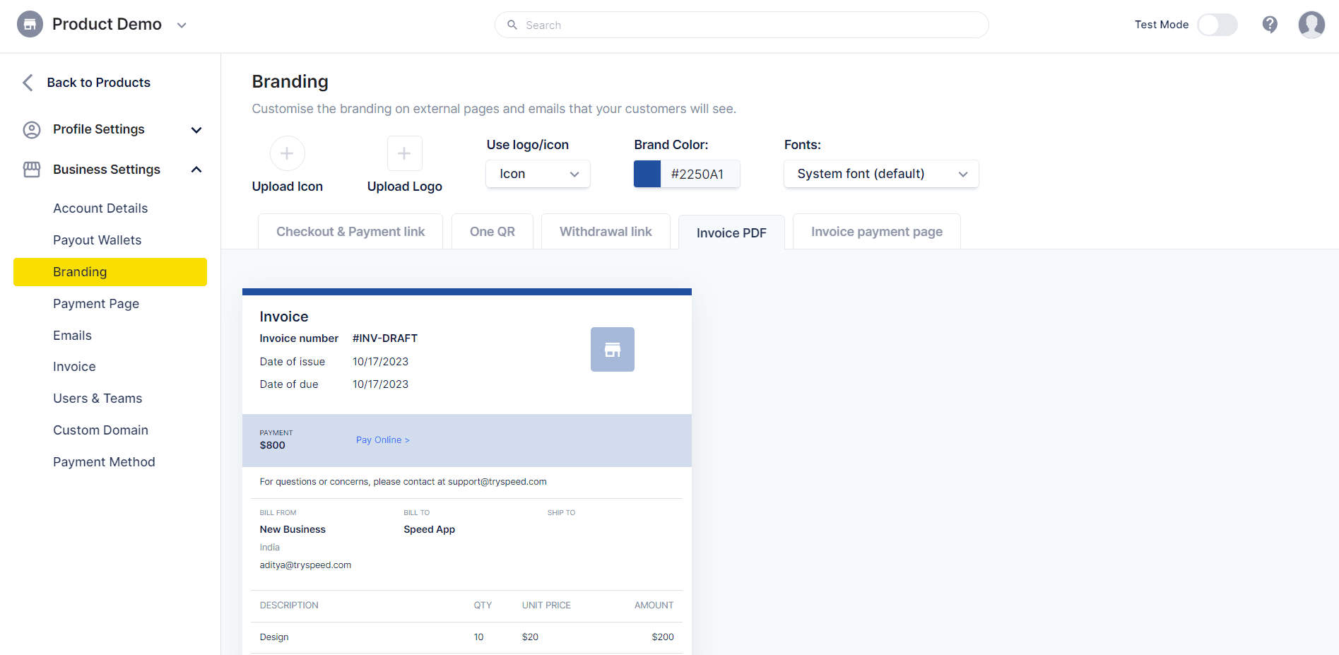 Customize Bitcoin Invoice Settings