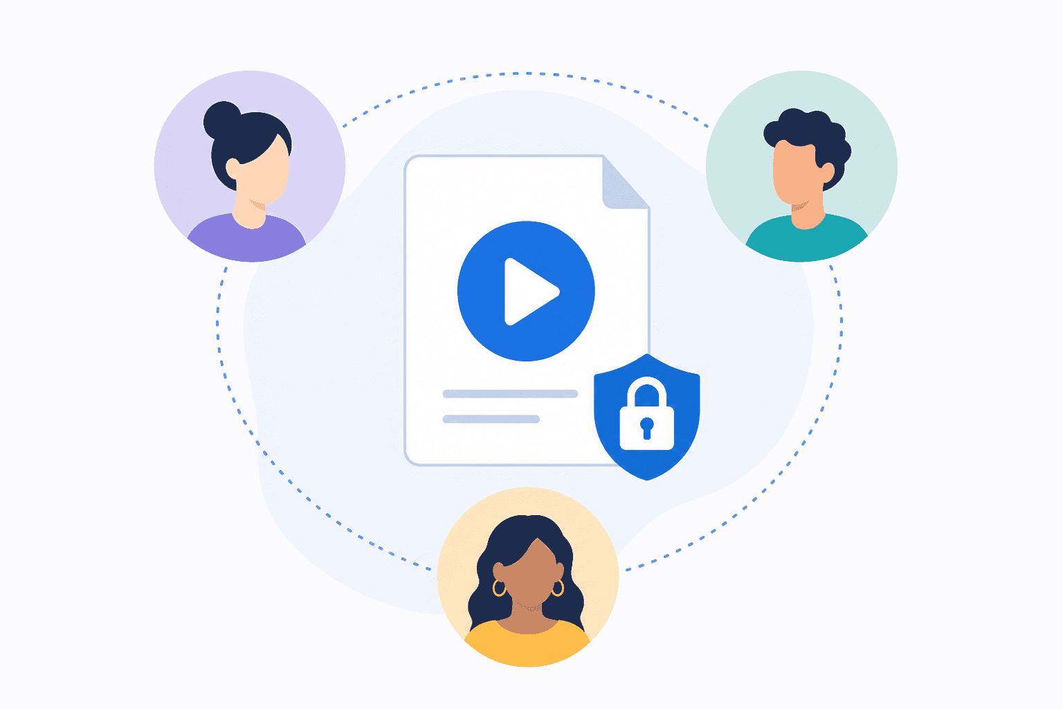Team collaborating securely on shared tutorial videos