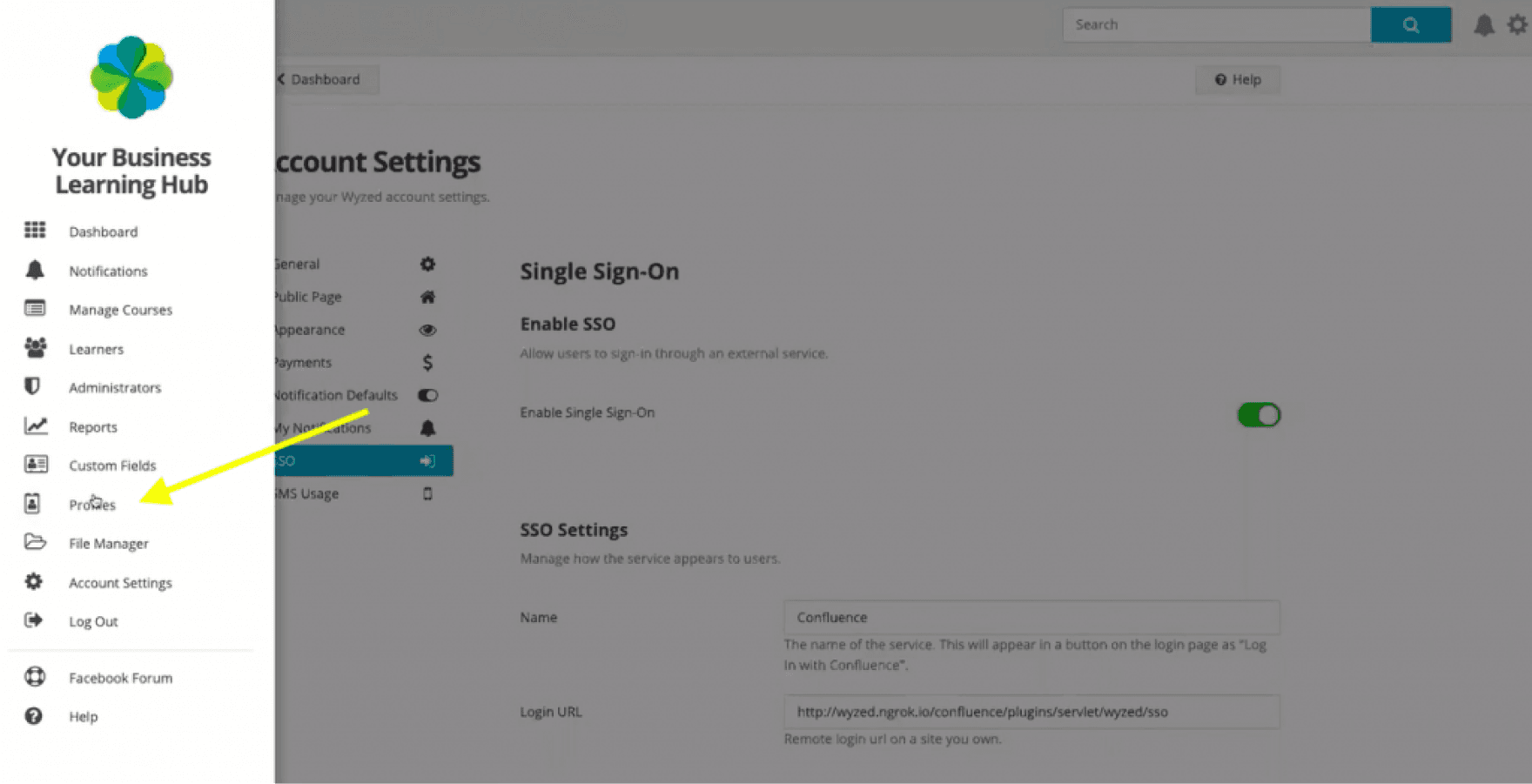 Create profile tab inside Wyzed LMS