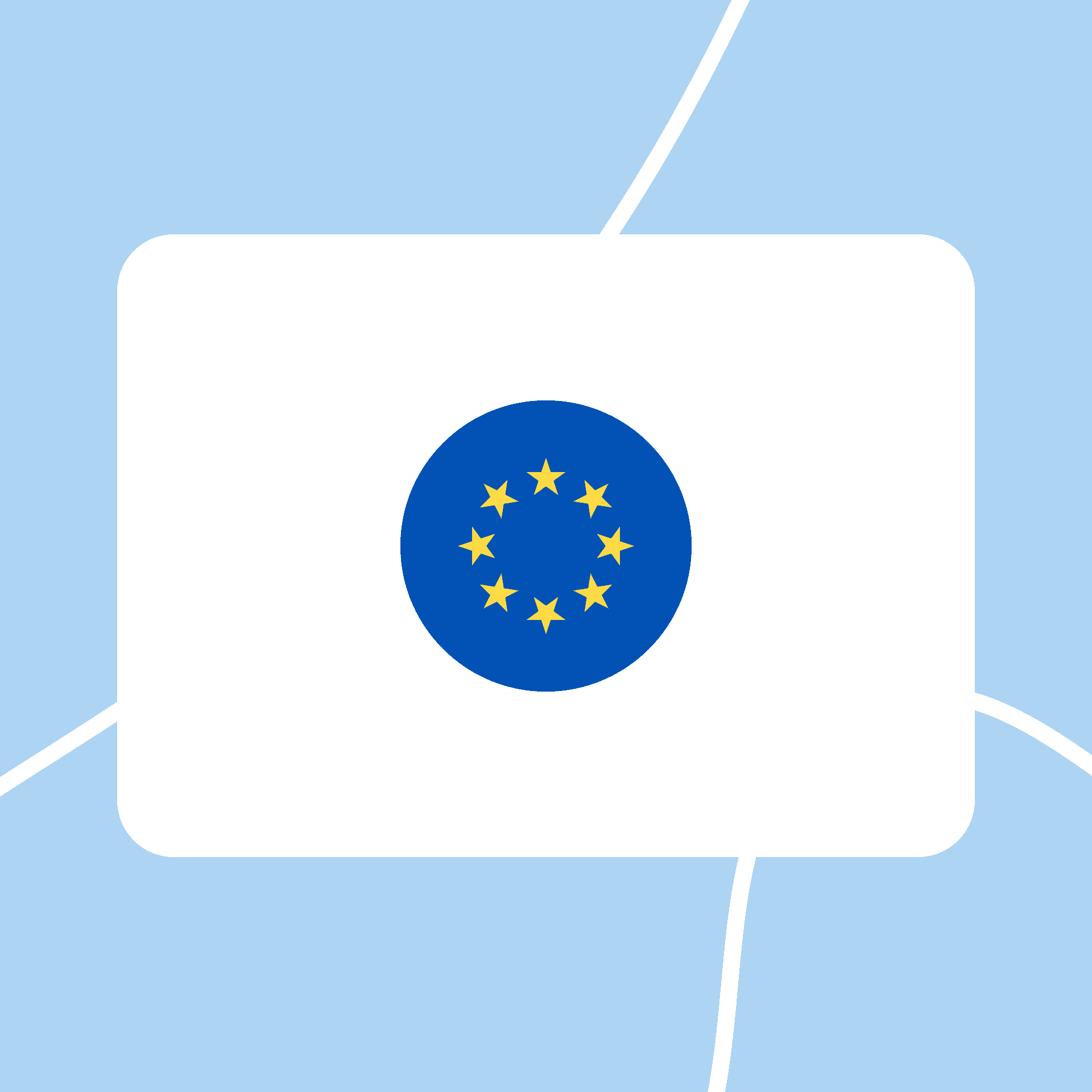 EU Flag on blue background. Stars in a circle.