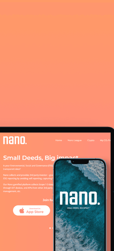 Web dashboard of NANO highlighting user engagement in environmental activities and earned Deedz coins