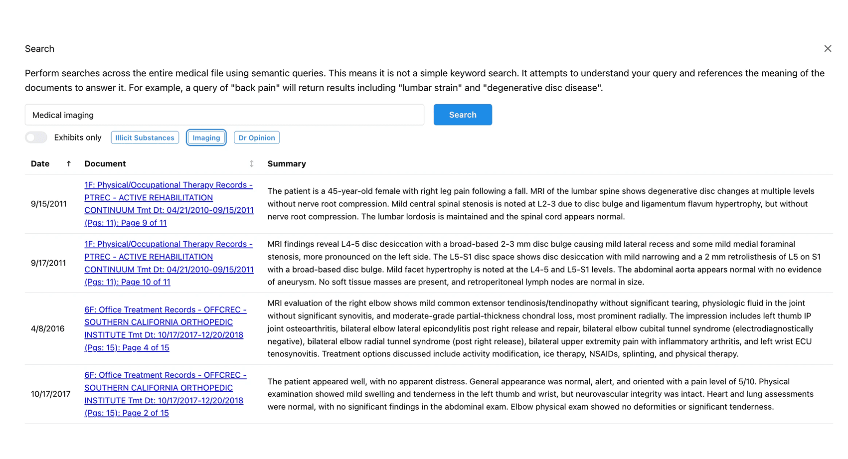 context-aware filtered searches of the ERE
