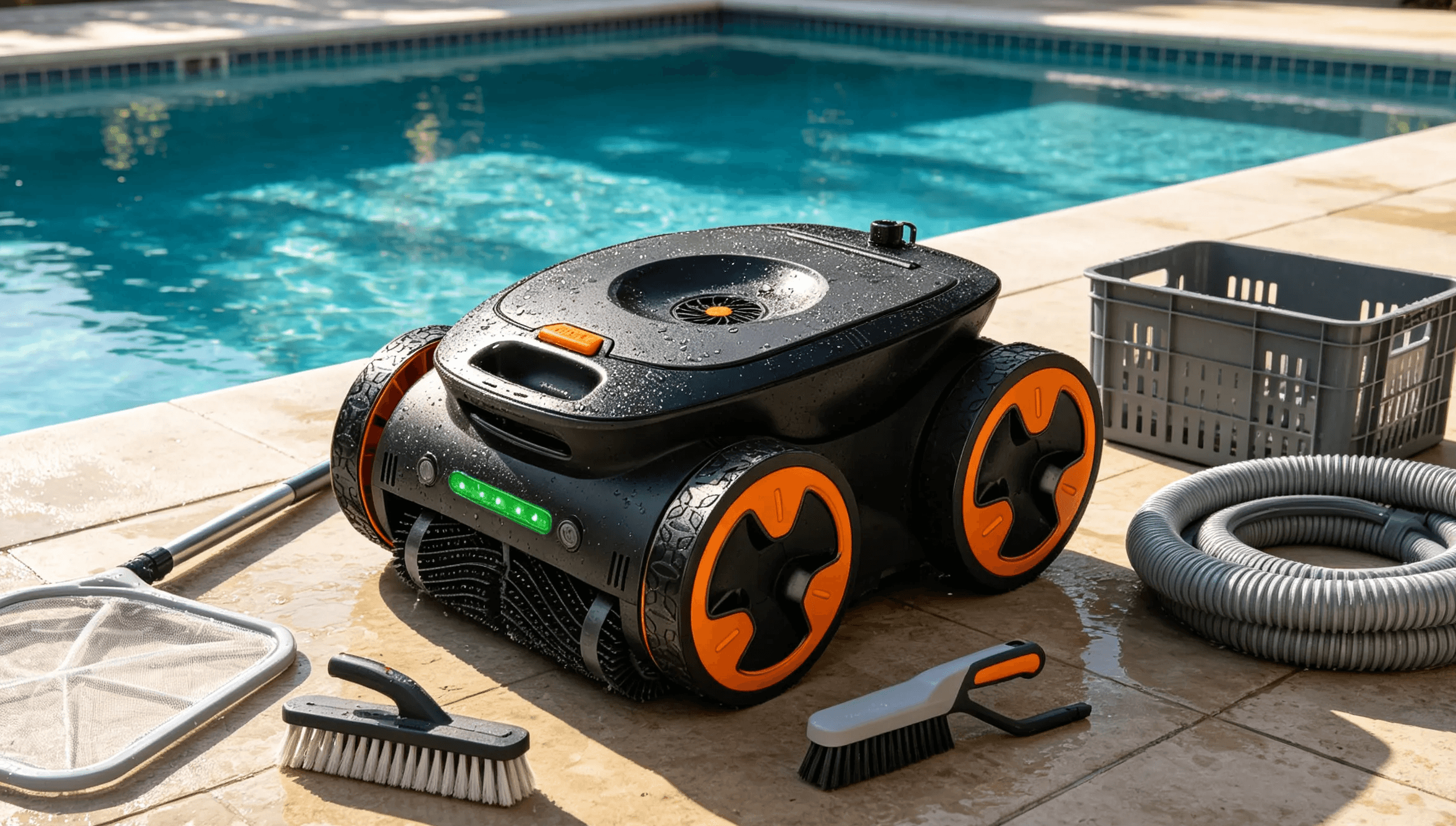 Removing a robotic pool cleaner after use to reduce long-term exposure