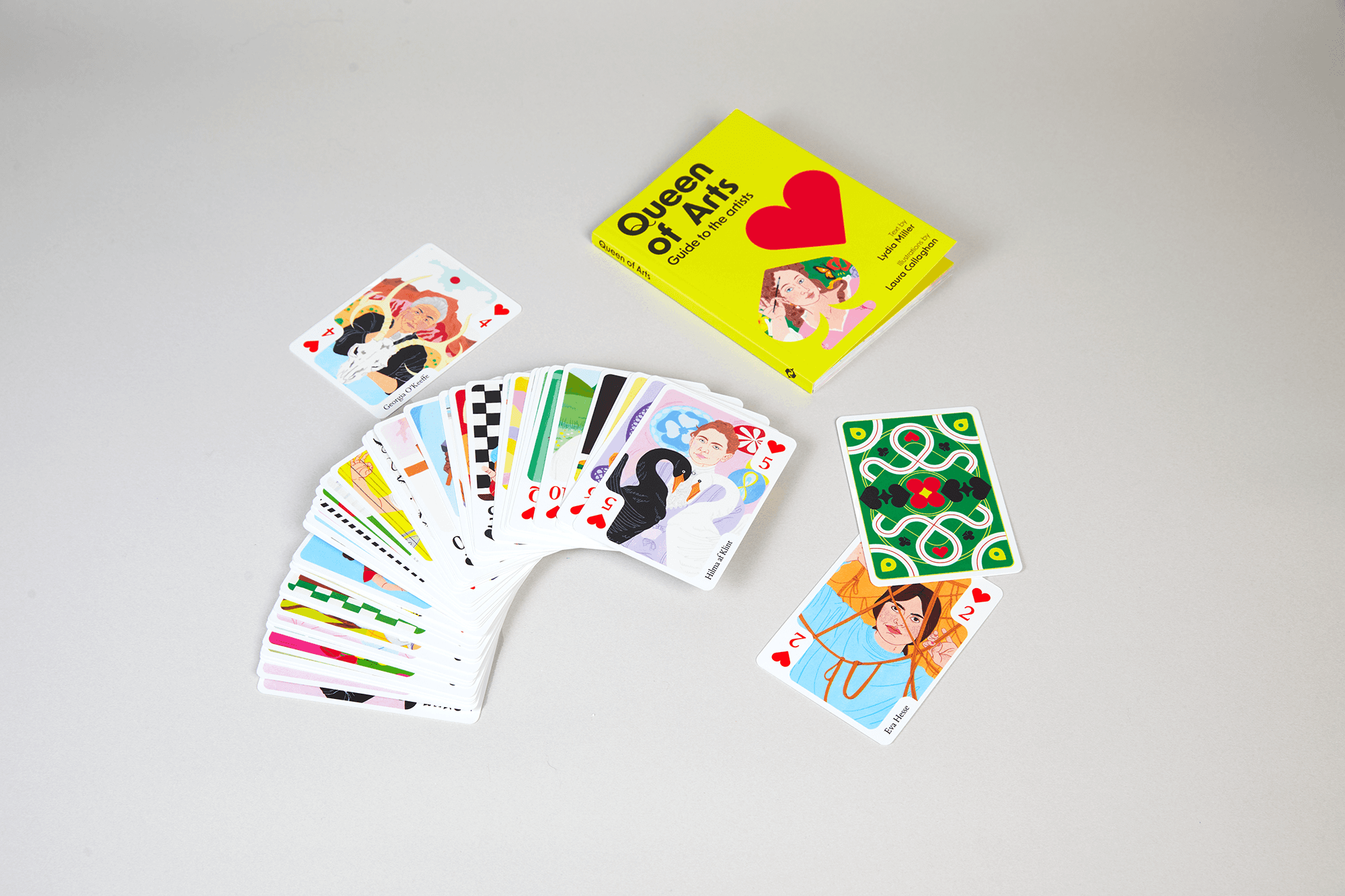 Illustrated card deck from the Queen of Arts set designed for Thames & Hudson.