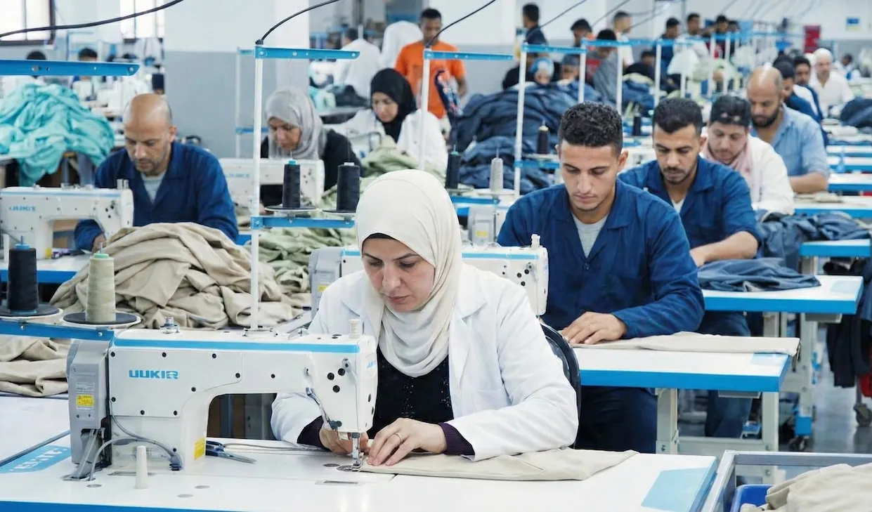 Garment production line in a textile factory.